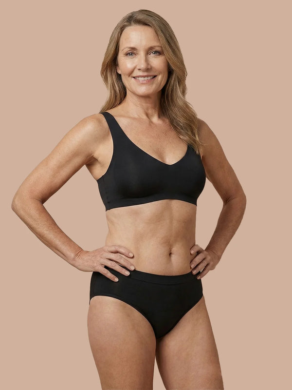 Nahtloser Slip | Leichter Urinverlust | Ultraweich & nahtlos | 100% auslaufsicher & Bio-Baumwolle | Schwarz
