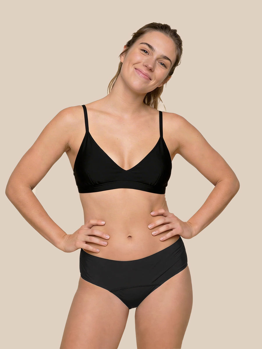 Menstruation Schwimmbrief Teenager | Extra intensiv | 100 % auslaufsicher | Schwarz