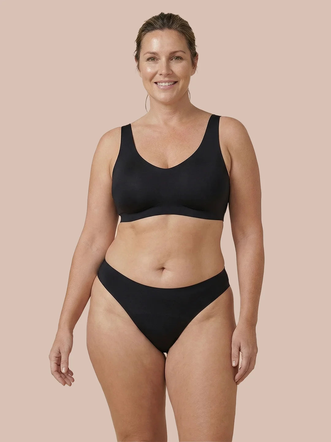 Nahtloser Brazilian | Leichter Urinverlust | Ultraweich & nahtlos | 100% auslaufsicher & Bio-Baumwolle | Schwarz