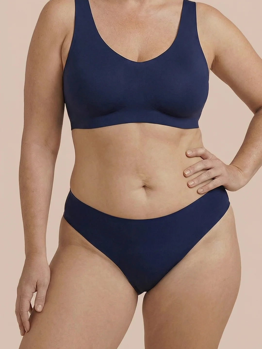 Nahtloser Brazilian | Leichter Urinverlust | Ultraweich & nahtlos | 100% auslaufsicher & Bio-Baumwolle | Blau