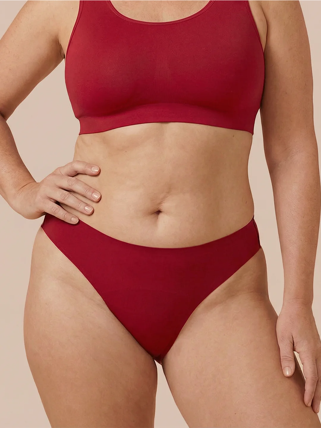 Nahtloser Brazilian | Leichter Urinverlust | Ultra weich & nahtlos | 100% auslaufsicher & Bio-Baumwolle | Rot