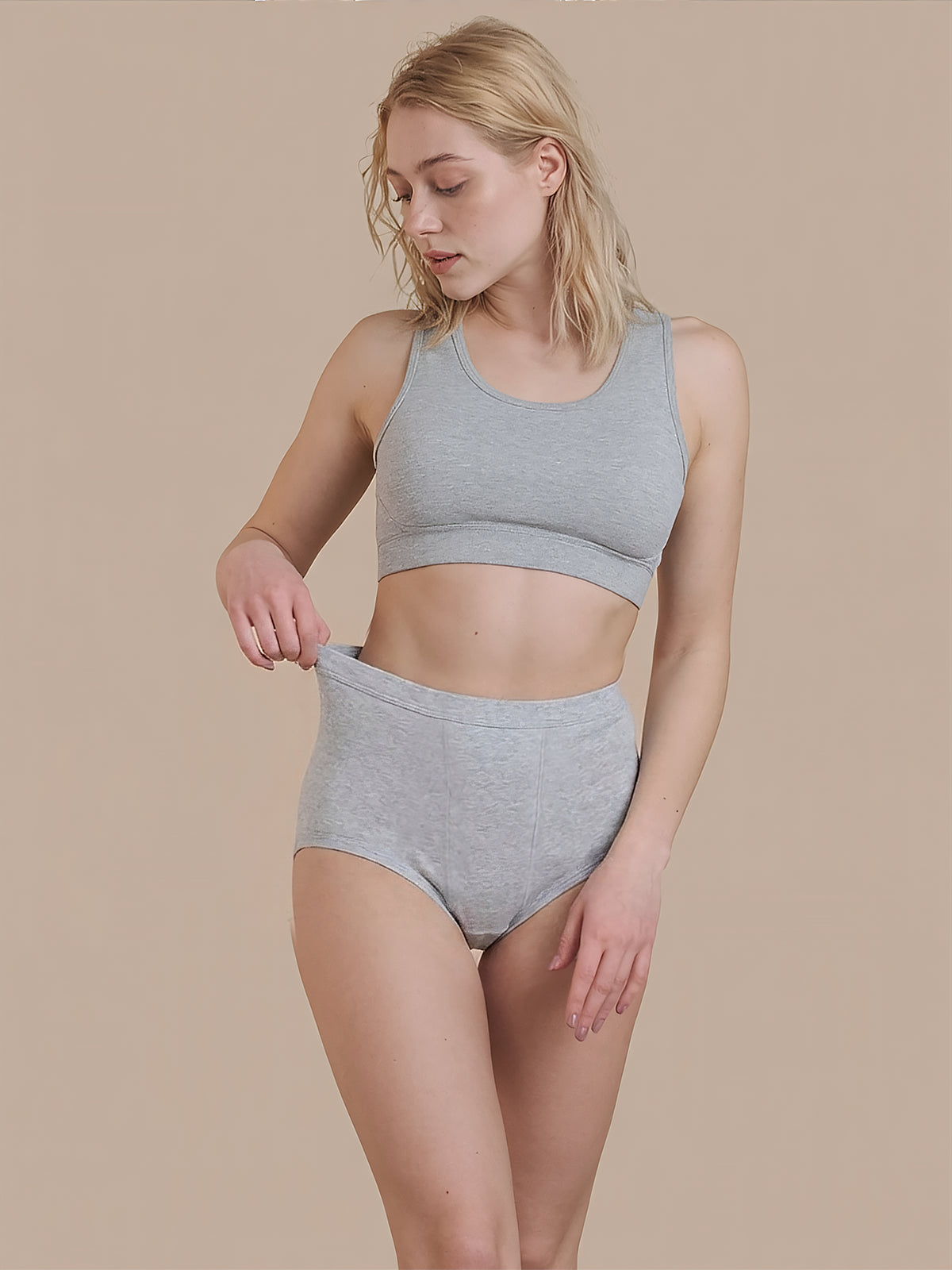 Boyfriend Brief | 100% auslaufsicher, Tag & Nacht | Grau | Periodenunterwäsche