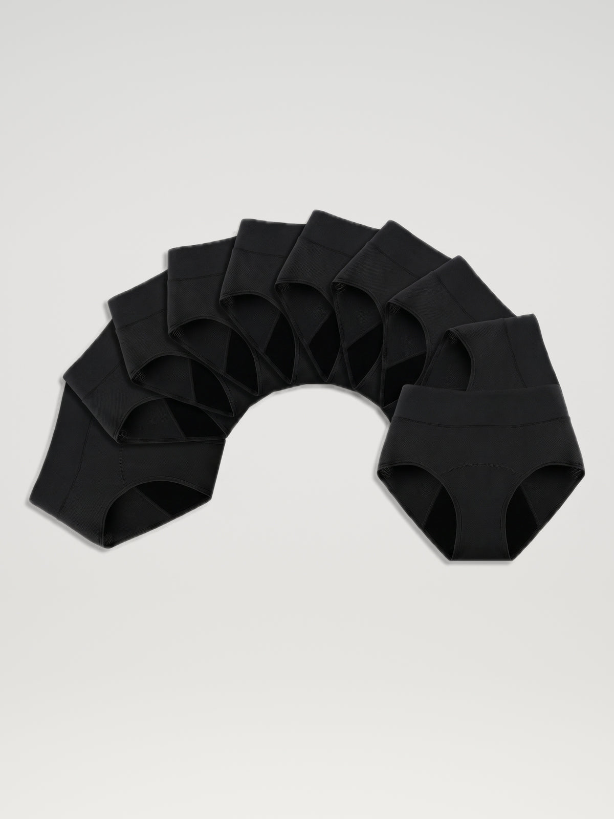 Huggster Brief zwart, bundel van 10 naast elkaar in een waaier