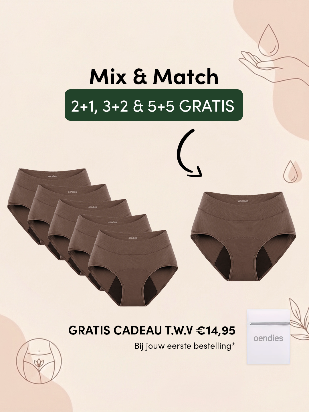 Huggster Brief | 10er-Pack | Starker Urinverlust | 100% auslaufsicher, Tag & Nacht | Braun
