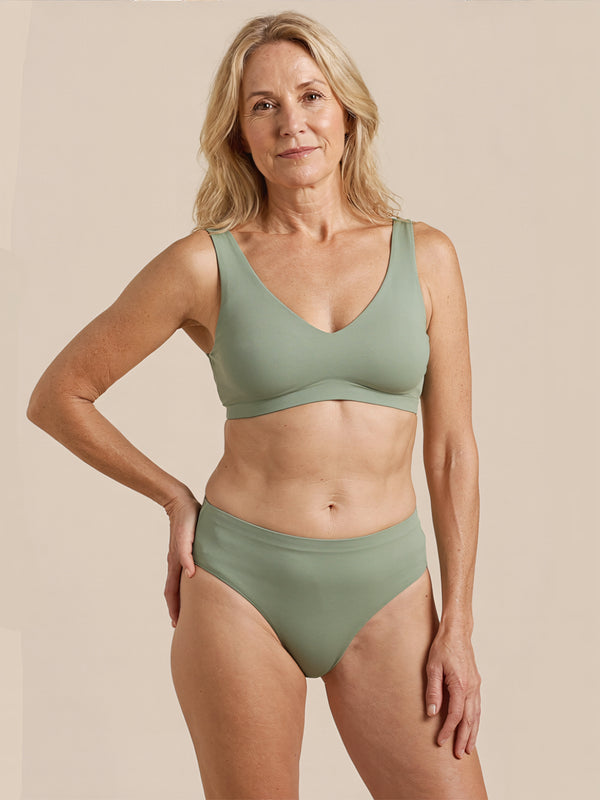 High Waist Brief | Hevig urineverlies | Ultra zacht & naadloos | 100% lekvrij & Organisch Katoen | Groen