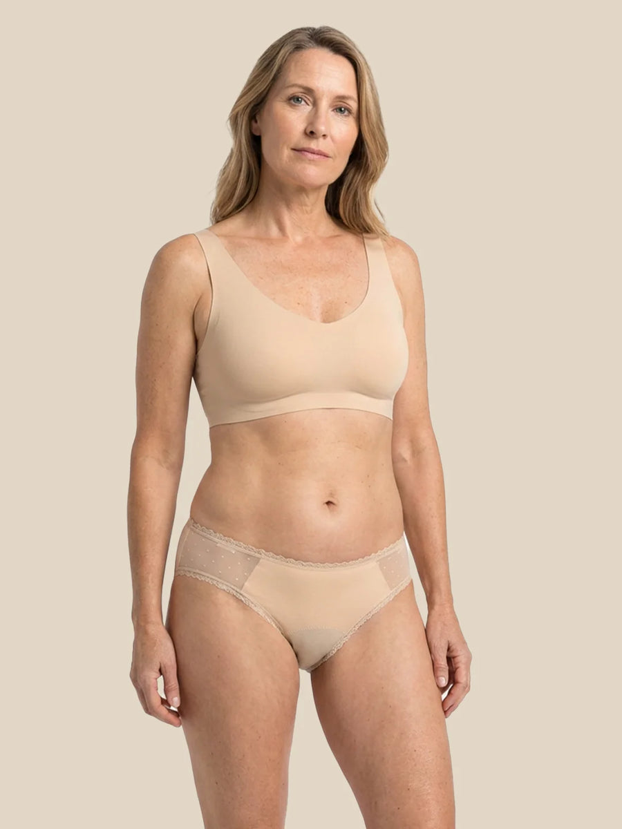 Everyday Brief | Starker Urinverlust | 100% auslaufsicher, Tag & Nacht | Apricot | Periodenunterwäsche
