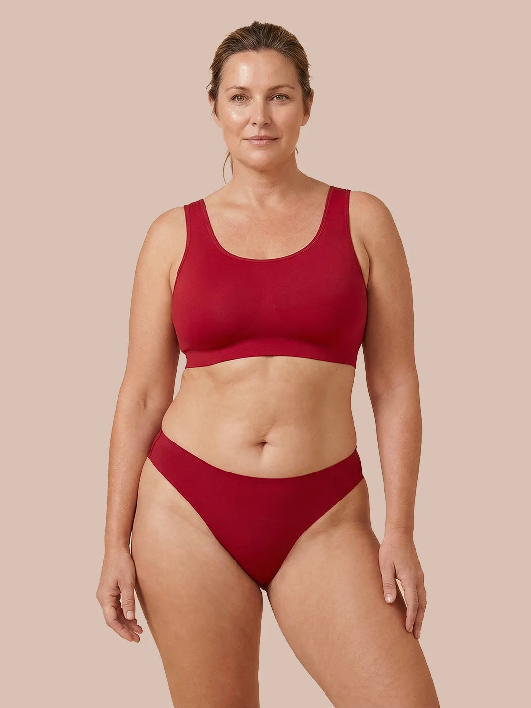 Nahtloser Brazilian | Leichter Urinverlust | Ultra weich & nahtlos | 100% auslaufsicher & Bio-Baumwolle | Rot