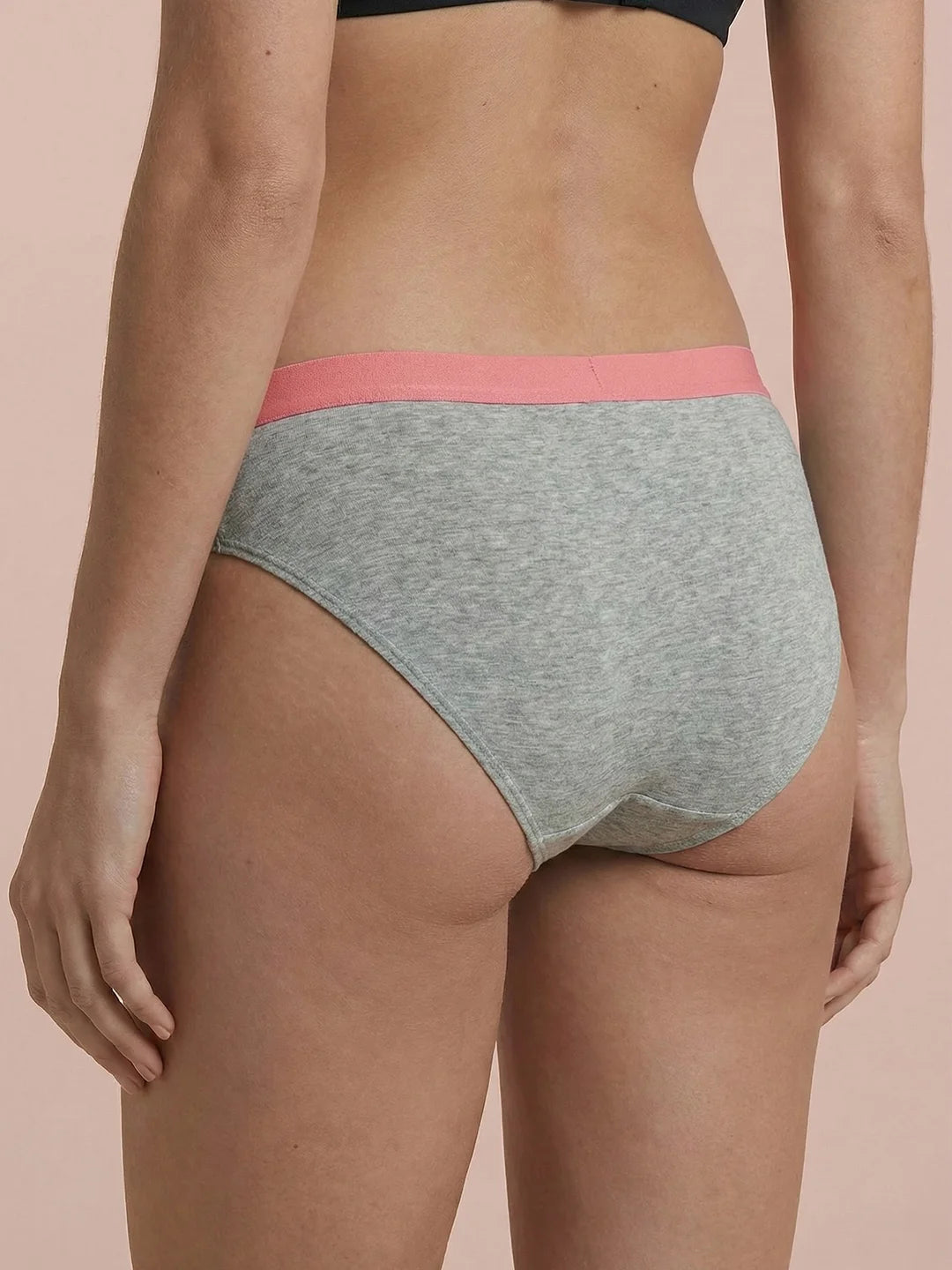 Hipster Brief | 100% auslaufsicher, Tag & Nacht | Grau Lachs | Periodenunterwäsche