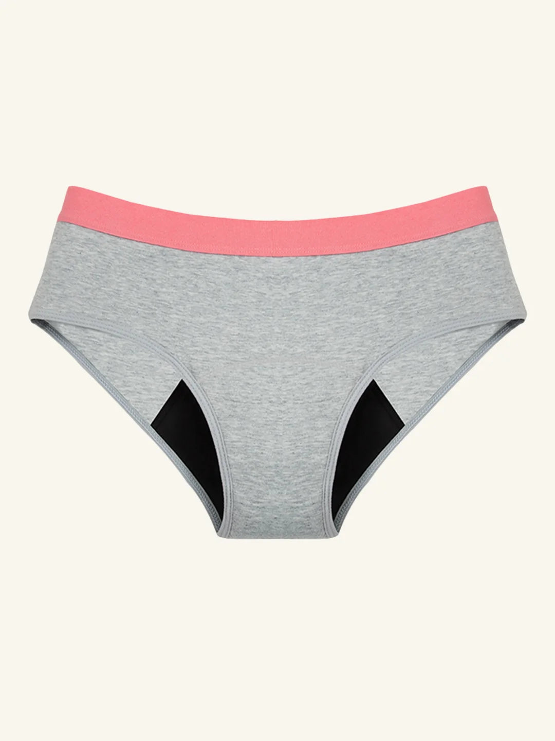 Hipster Brief | 100% auslaufsicher, Tag & Nacht | Grau Lachs | Periodenunterwäsche