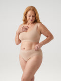 Naadloze Brief apricot, detail van de brede tailleband